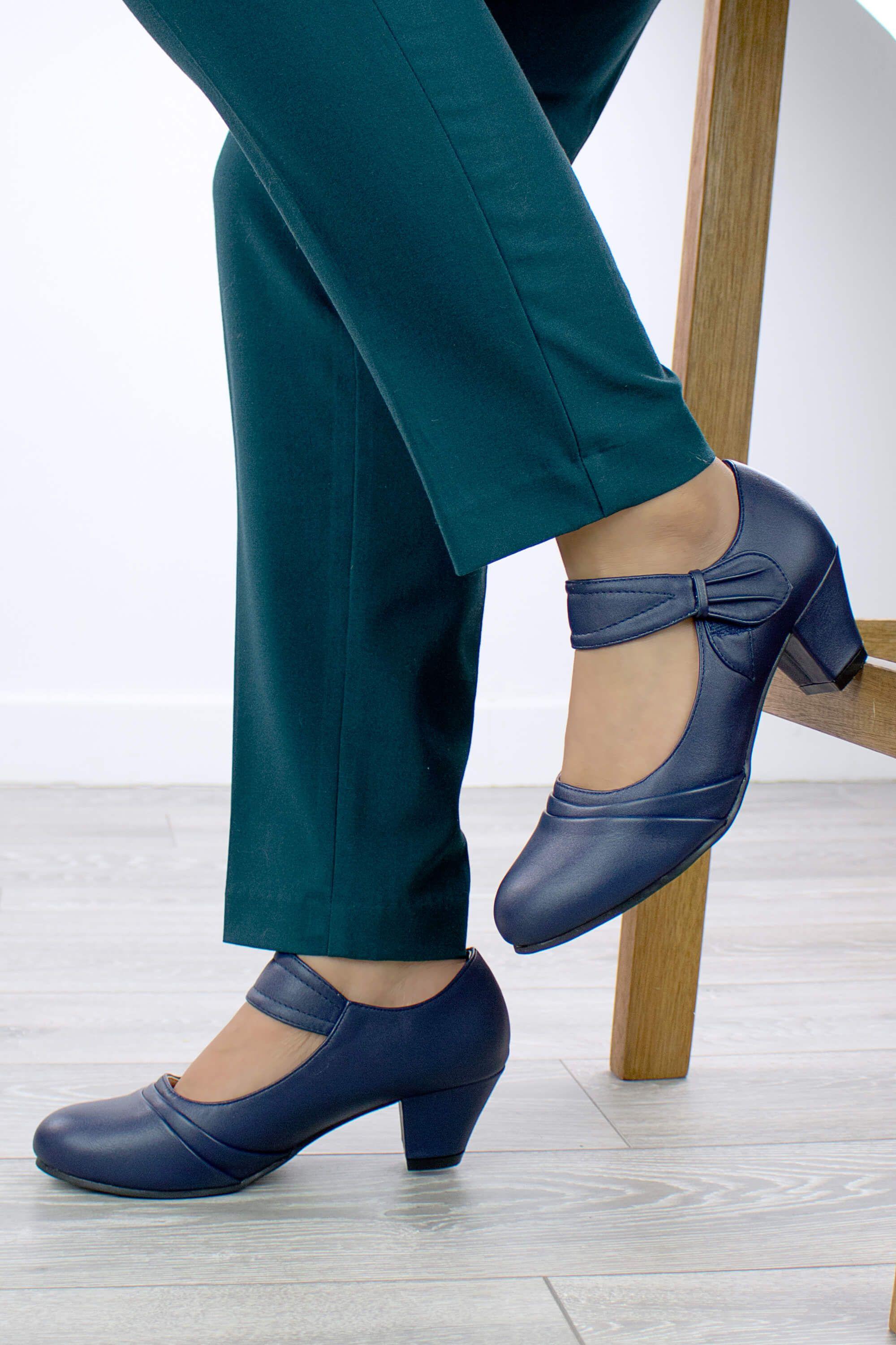 Mid Block Heel Mary Jane Comfort Work Court Shoes by AJVANI