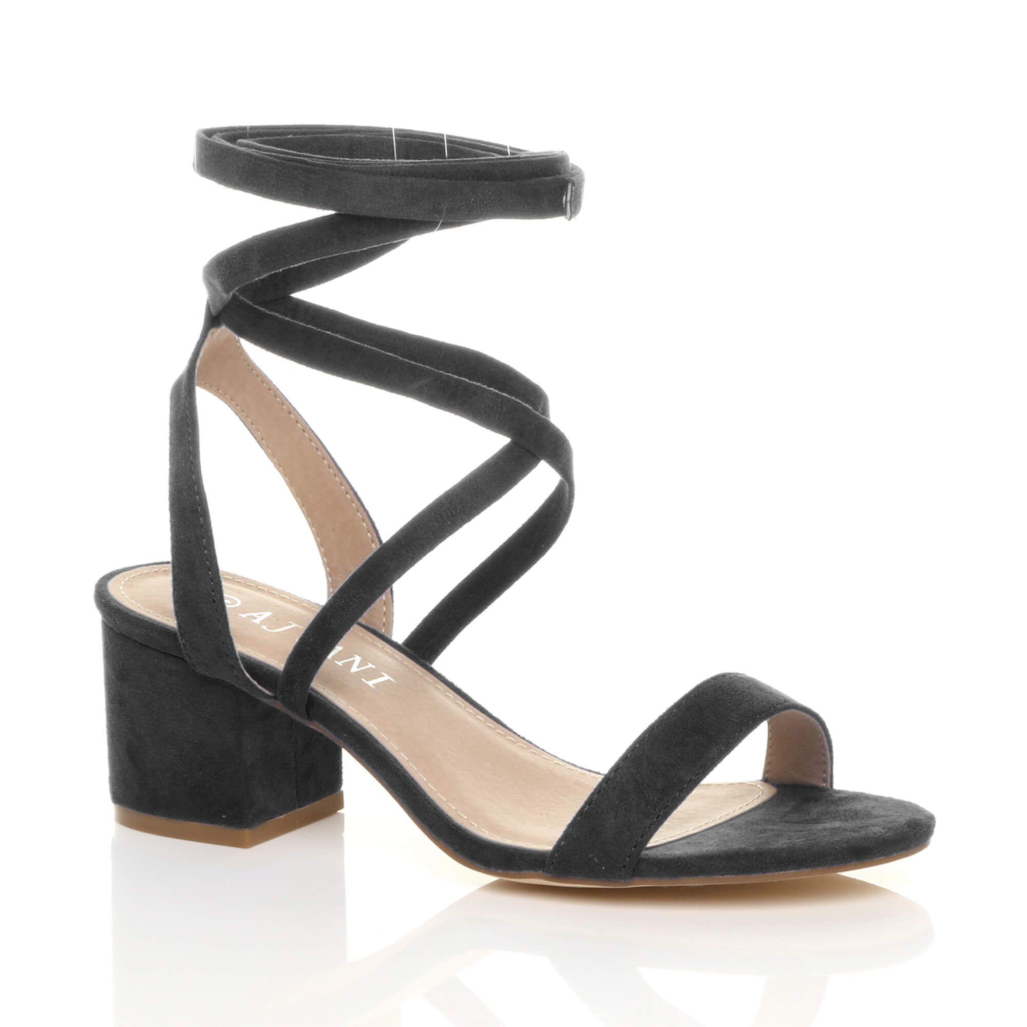 Mid Block Heel Tie Up Sandals by AJVANI