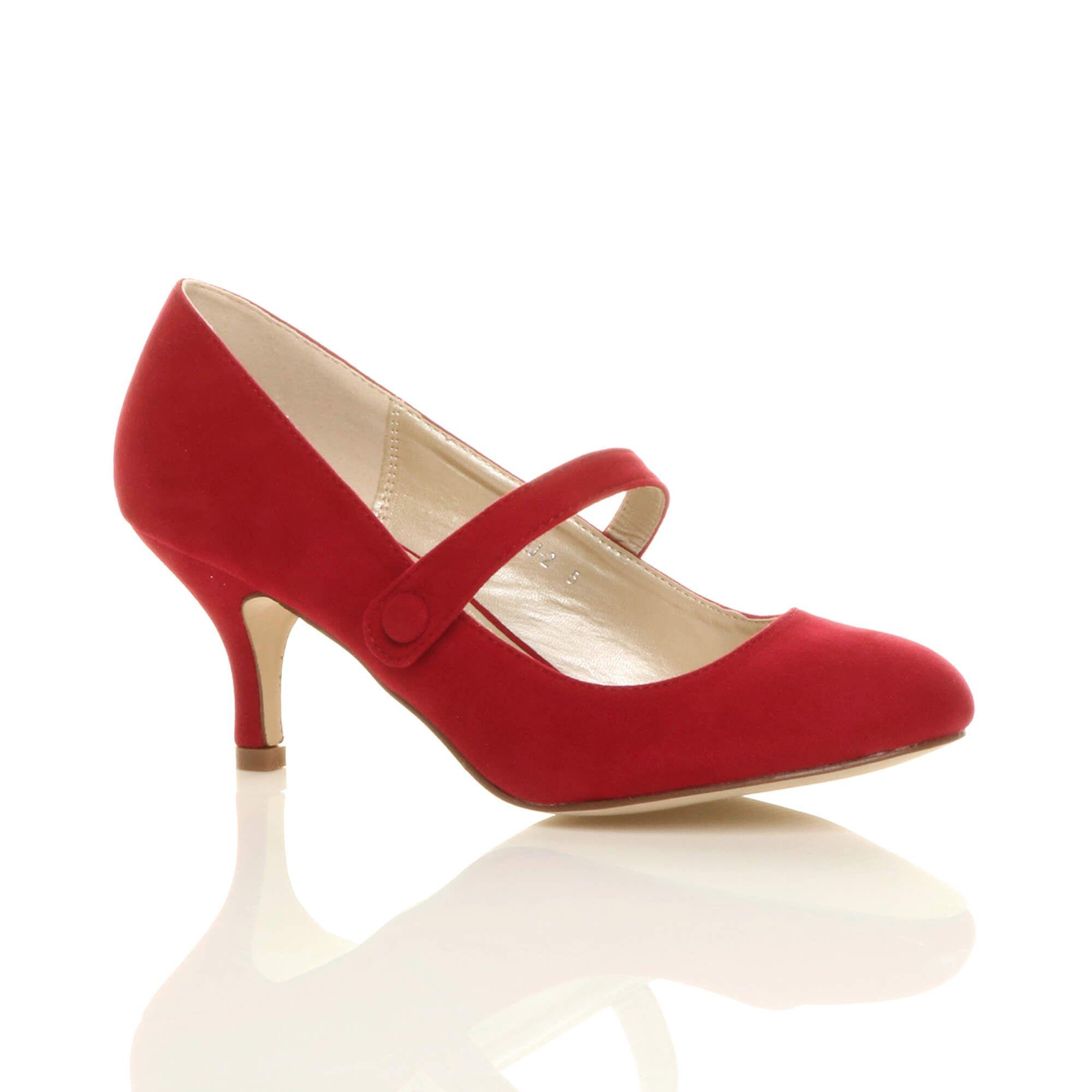 Mid Kitten Heel Mary Jane Faux Suede Court Shoes by AJVANI
