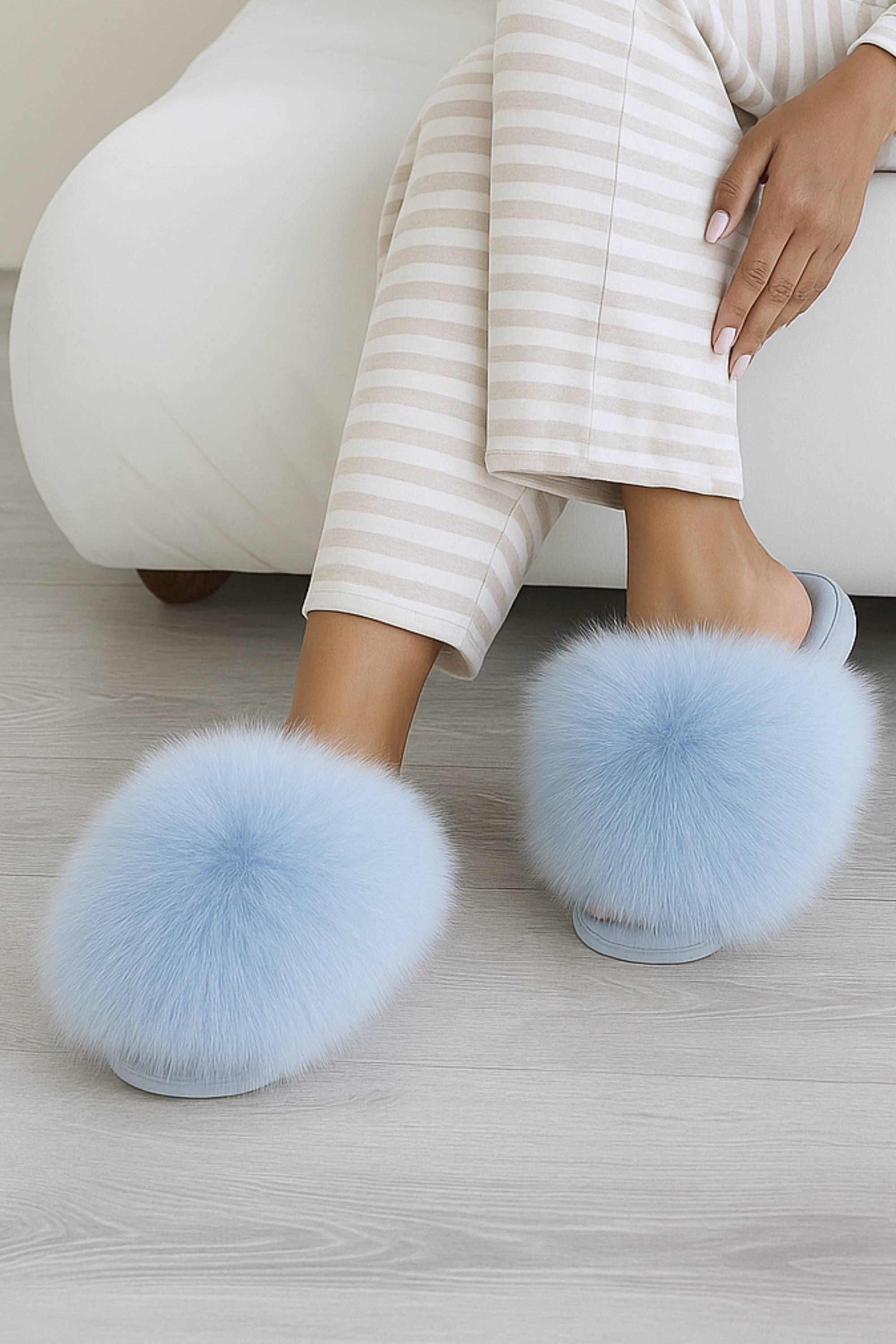 Slip On Mule Fluffy Indoor Slippers by AJVANI