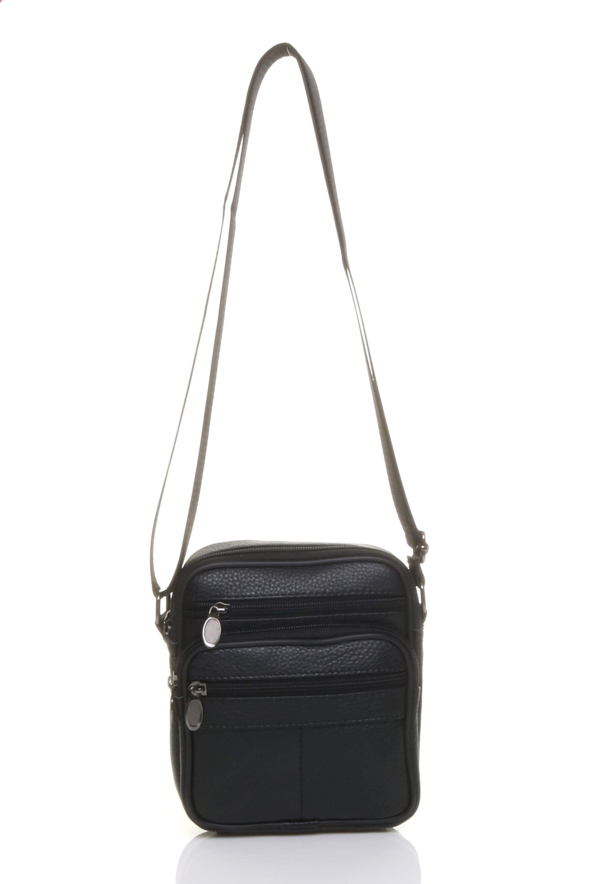 Small Leather Messenger Crossbody Shoulder Strap Day Bag by AJVANI