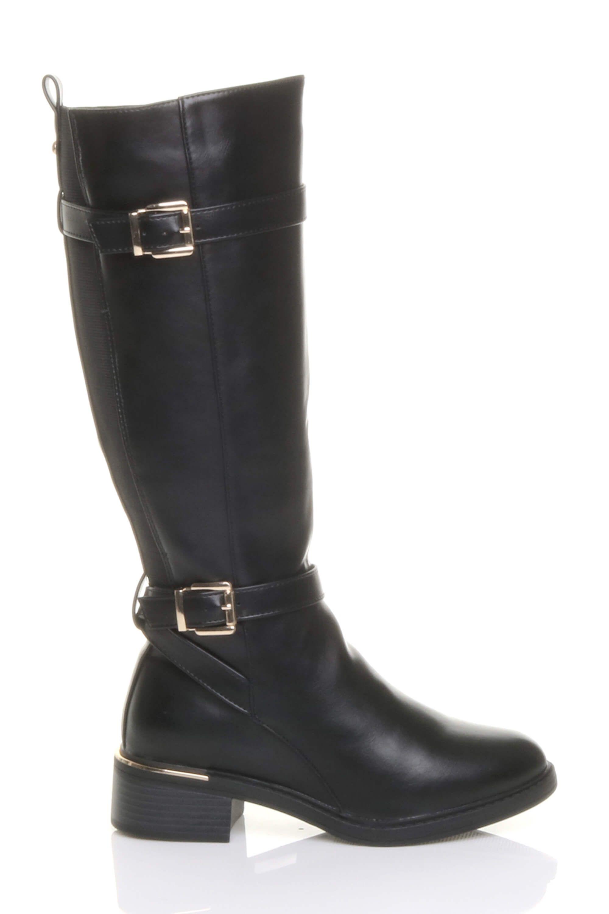 Stretchy Elastic Zip Calf Biker Knee Boots by AJVANI