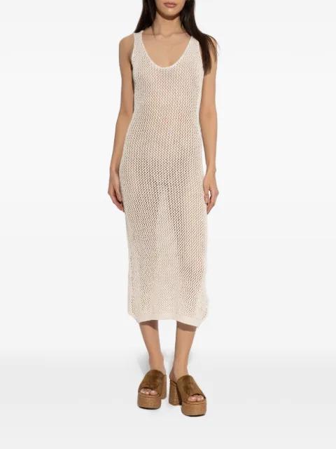 V-neck crochet-knit midi dress by AKEP