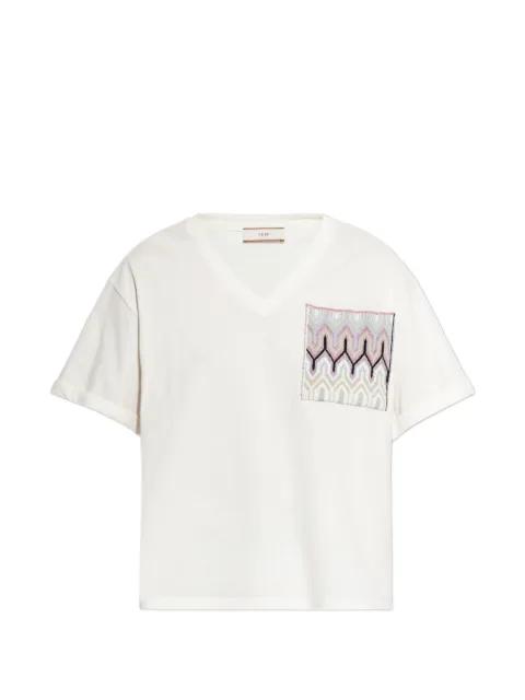 V-neck patch-pocket T-shirt by AKEP