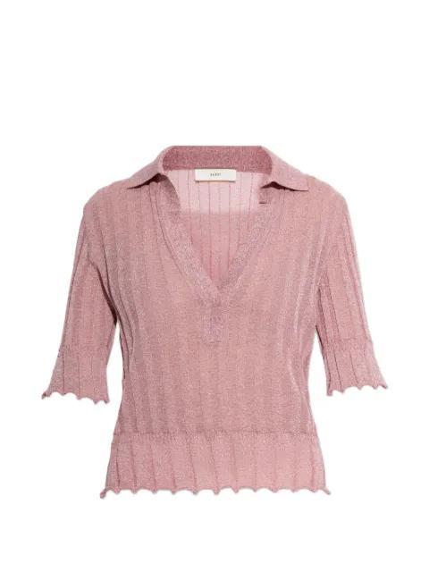 ribbed-knit polo top by AKEP