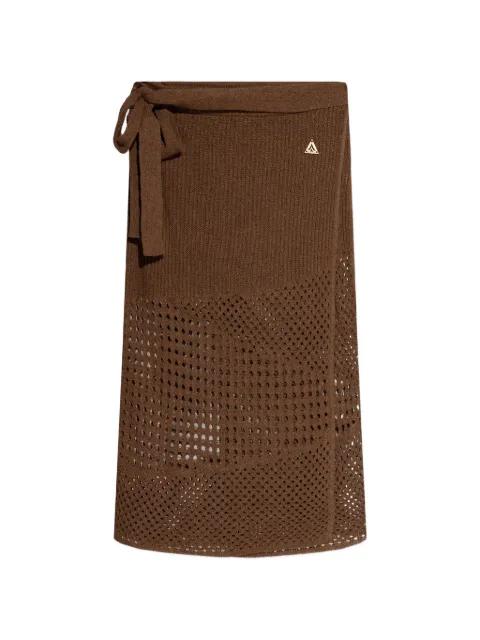 side-tie open-knit midi skirt by AKEP