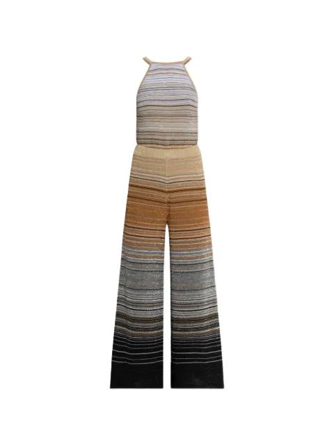 striped-pattern halterneck jumpsuit by AKEP