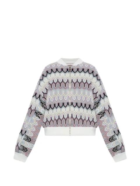 zigzag-knit zip-up jacket by AKEP