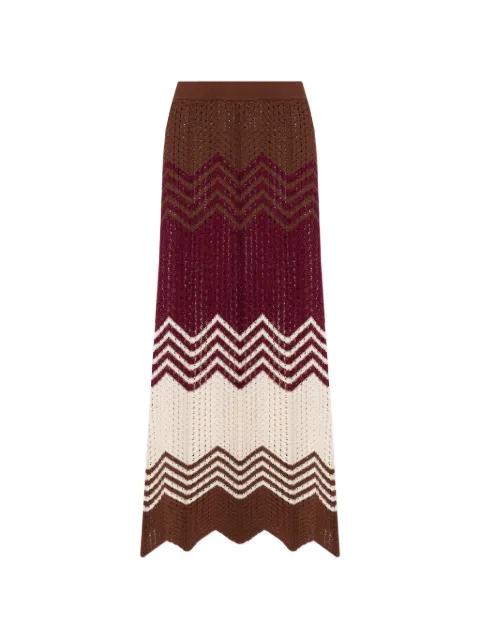 zigzag-pattern knitted maxi skirt by AKEP