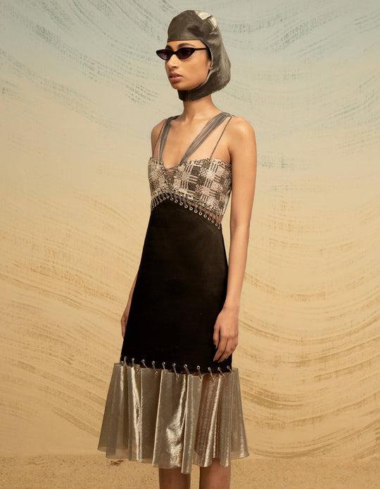 Geometric Sequin Dress with Rivets by AKHL