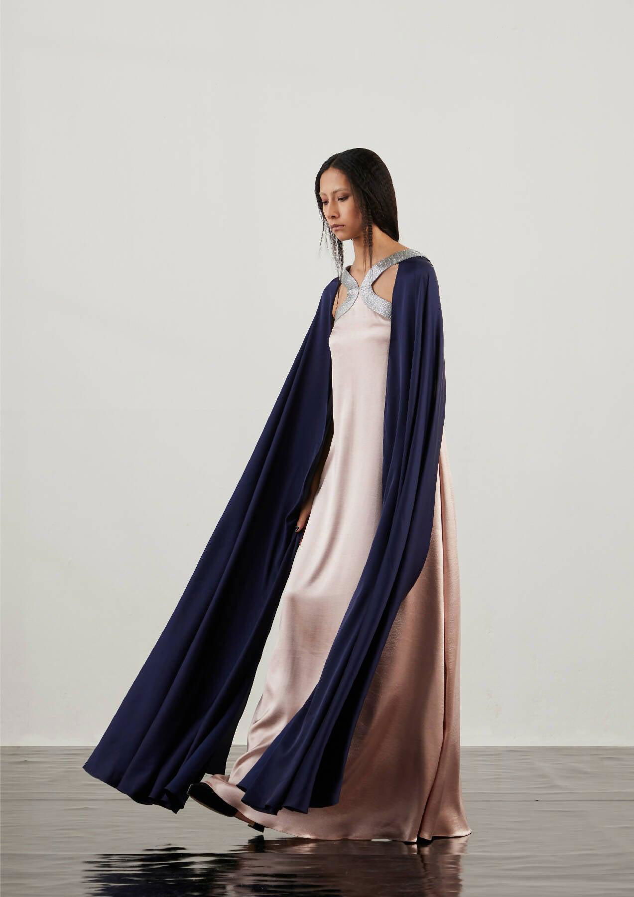 Textured Satin & Lurex-Tulle Kaftan Dress by AKHL