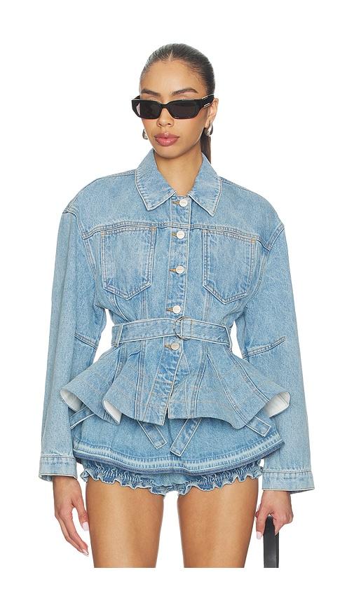 AKNVAS Alex Peplum Denim Jacket in Blue by AKNVAS
