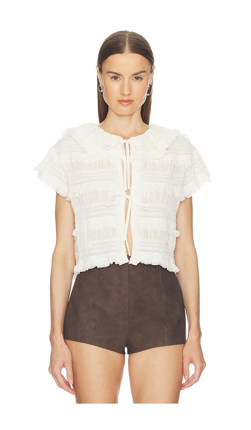 AKNVAS Audra Ruffled Tie Blouse in Cream by AKNVAS