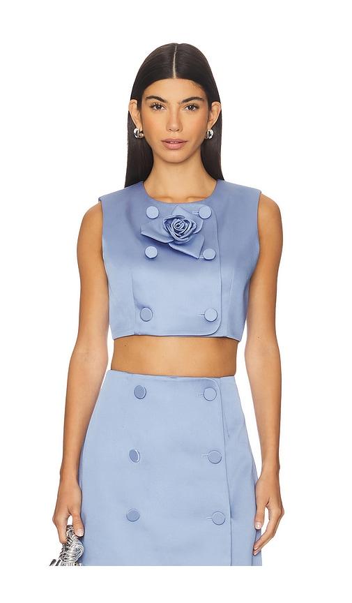 AKNVAS Edie Dutchess Satin Top in Blue by AKNVAS