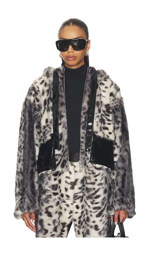 AKNVAS Hesse Faux Fur Leopard Jacket in Black by AKNVAS