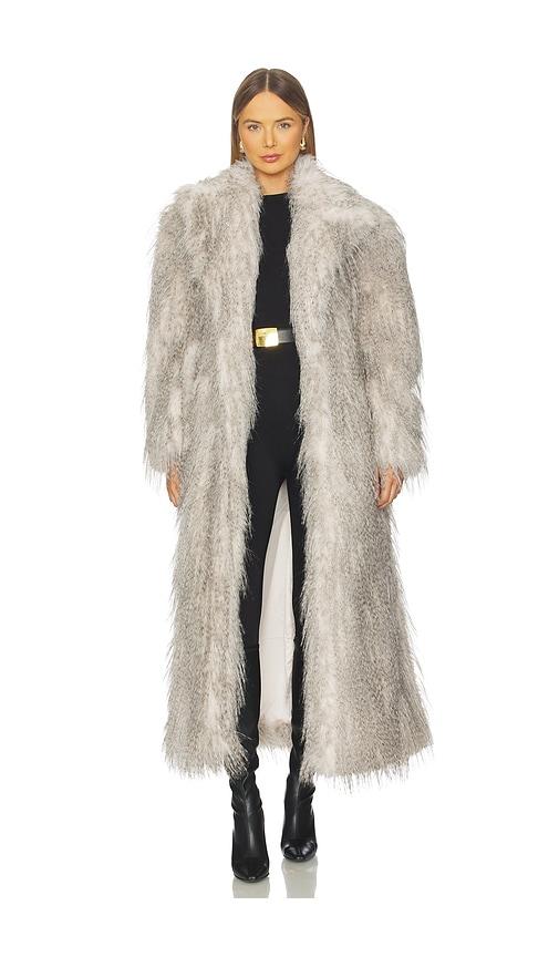 AKNVAS x REVOLVE Duke Faux Fur Coat in Grey by AKNVAS
