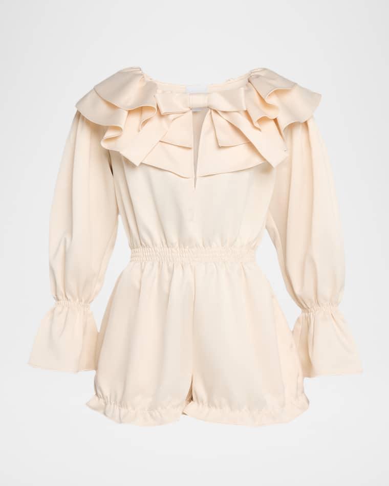 Gemma Long-Sleeve Satin Playsuit by AKNVAS
