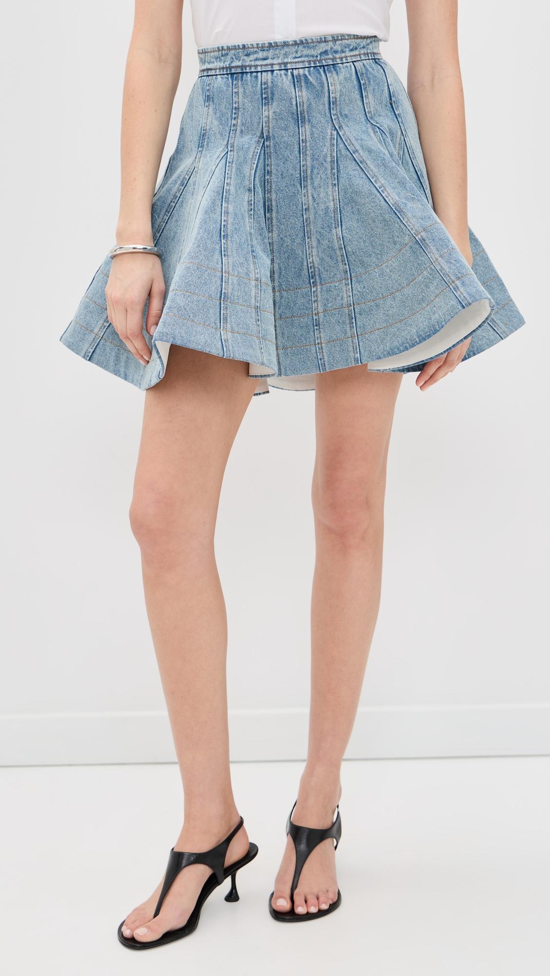 Kalle Denim Godet Skirt by AKNVAS