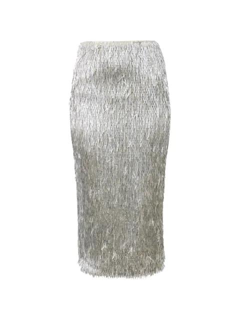 Tao sequin-embellished fringed midi skirt by AKNVAS
