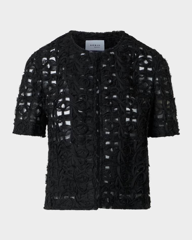 3D Embroidered Mesh Short Jacket by AKRIS