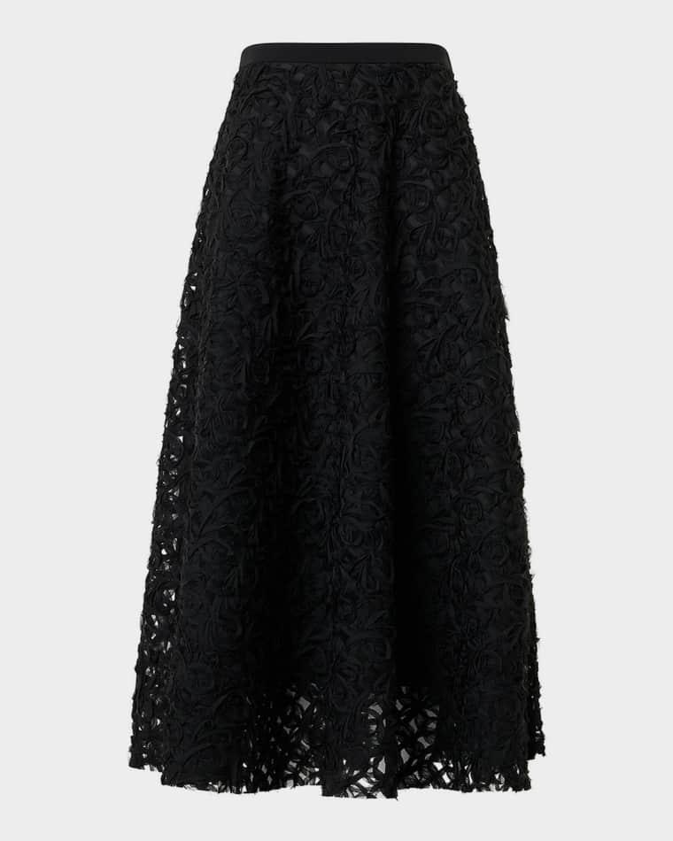 3D Floral Embroidered Midi Skirt by AKRIS