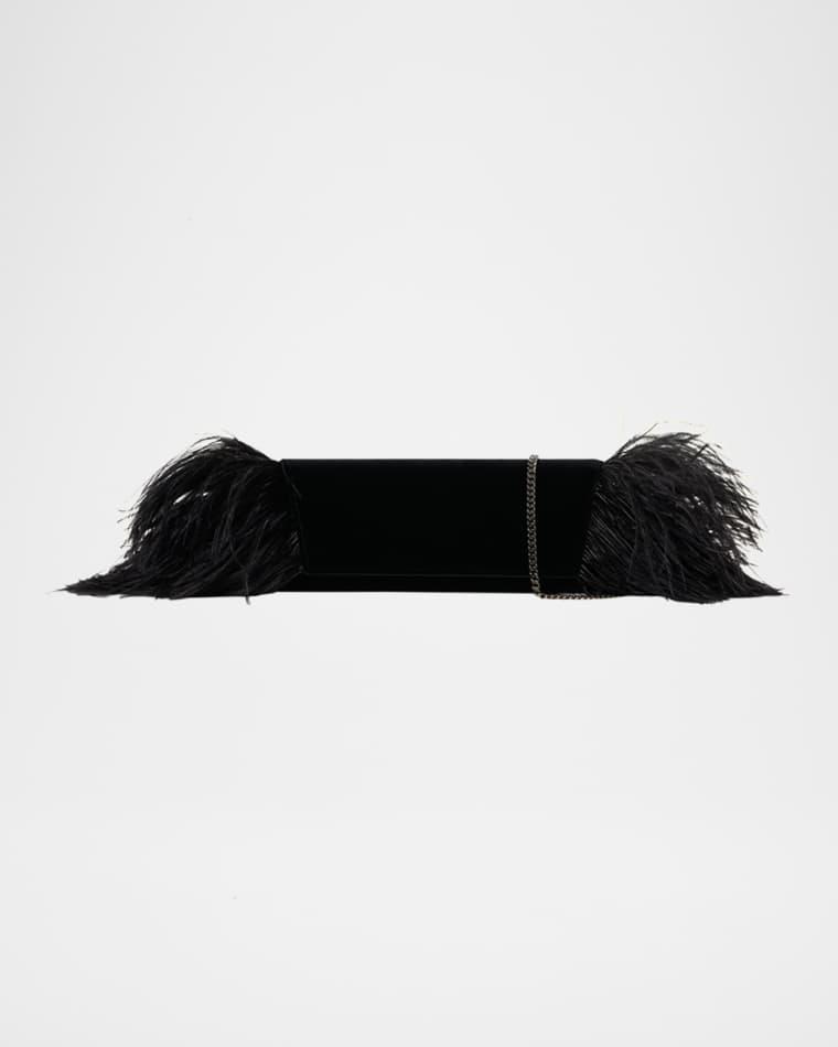 Anouk Small Clutch Bag with Feather Trim by AKRIS