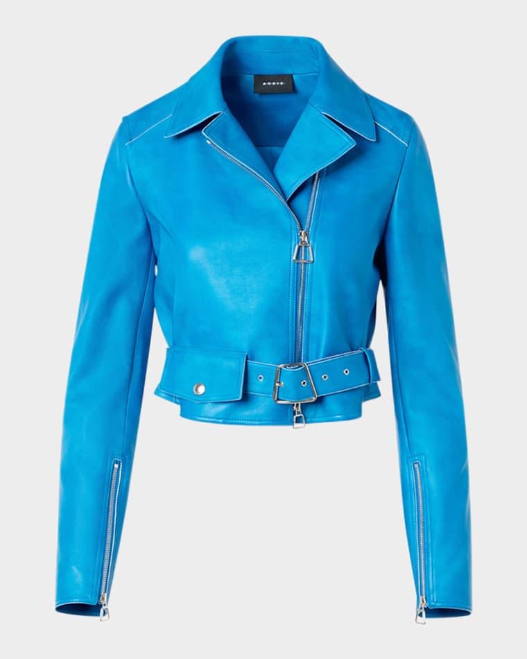 Avril Cropped Nappa Leather Jacket by AKRIS