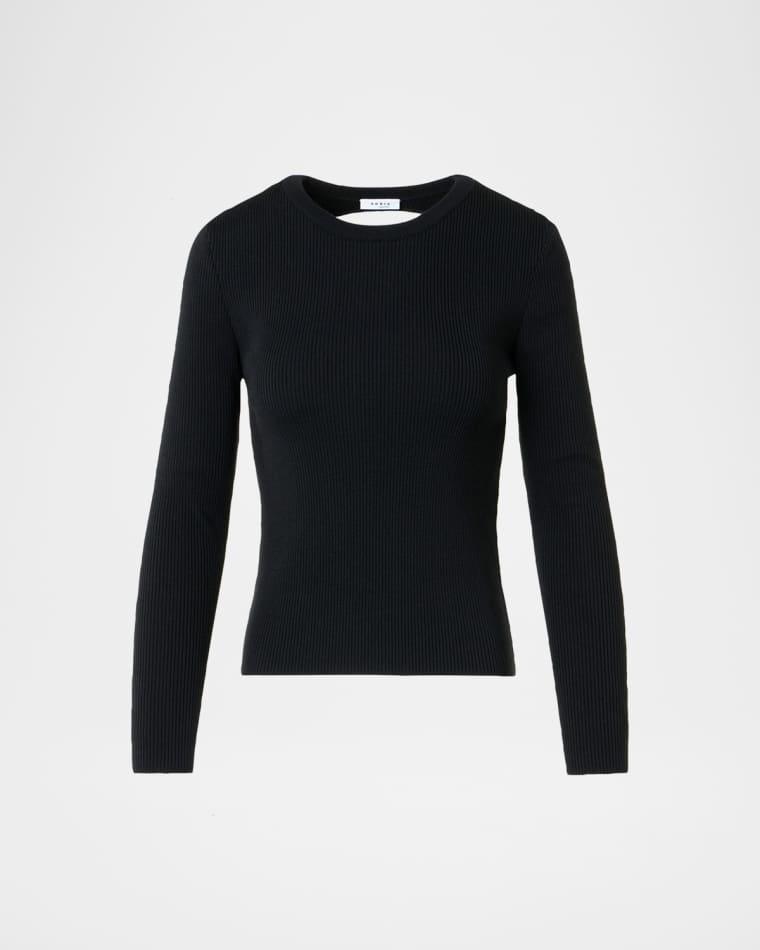 Back-Cutout Rib Knit Crewneck Sweater by AKRIS