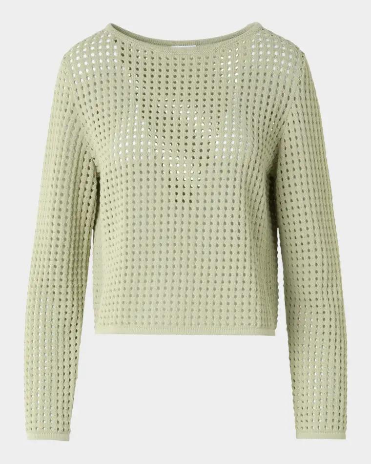 Boat-Neck Chunky Cotton Mesh Knit Sweater by AKRIS