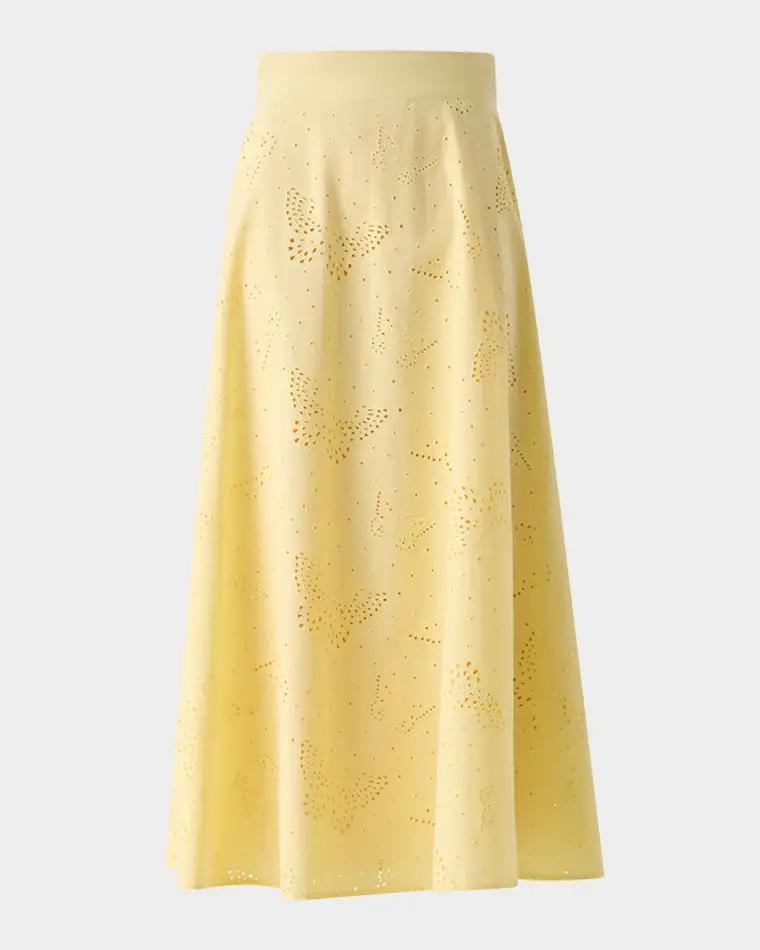 Butterfly Broderie Anglaise Midi Circle Skirt by AKRIS