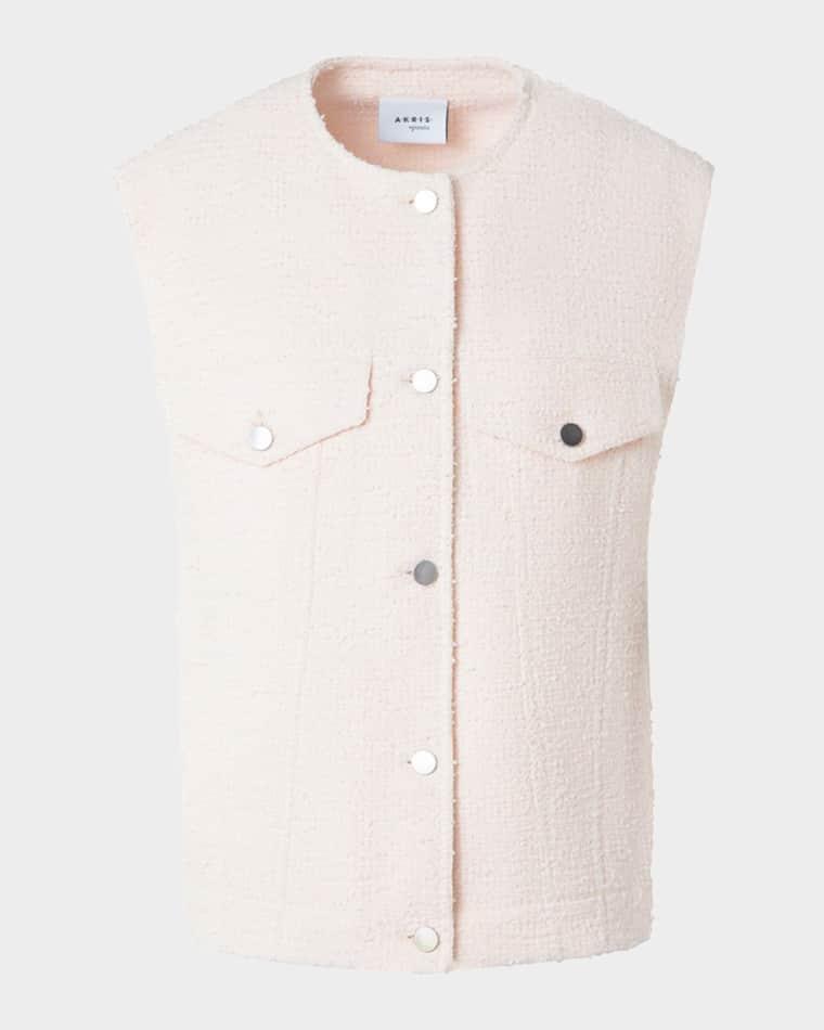 Button-Down Boucle Tweed Gilet by AKRIS