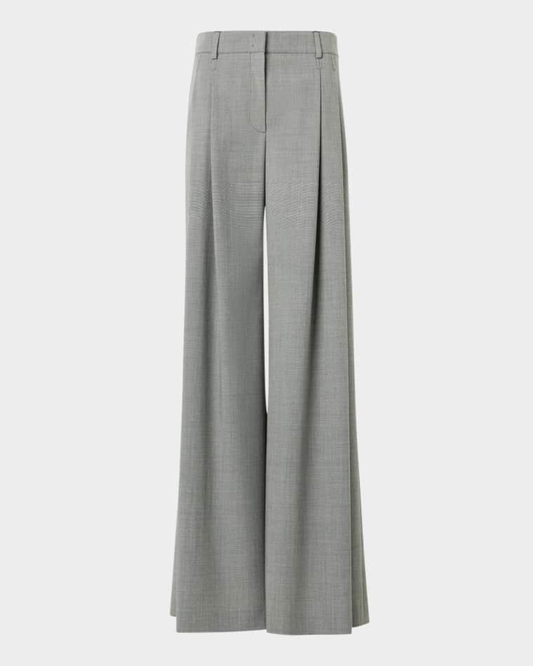Cassie Pleated Wool Wide-Leg Pants by AKRIS