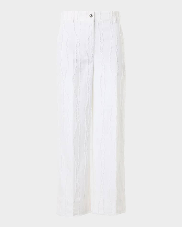 Chiara Fringed Cotton Straight-Leg Ankle Pants by AKRIS