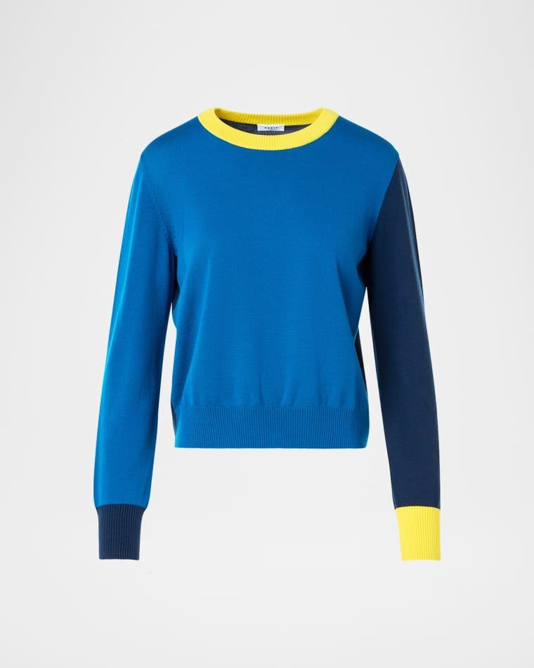 Colorblocked Wool Crewneck Sweater by AKRIS