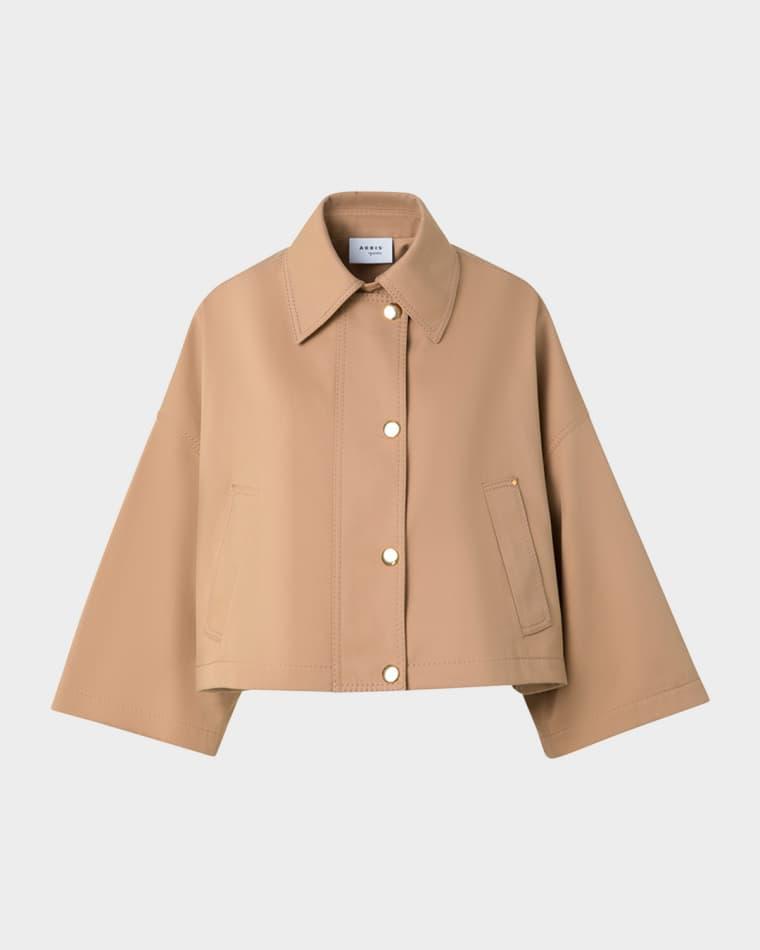 Cotton Gabardine Cropped Coat by AKRIS