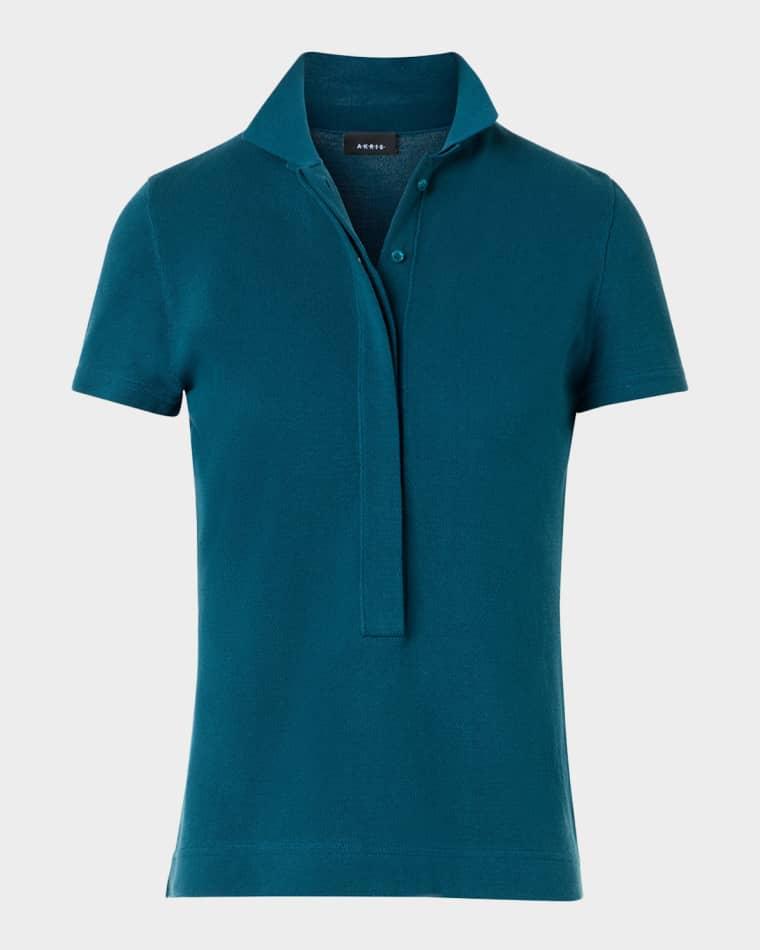 Cotton Pique Short-Sleeve Polo Shirt by AKRIS