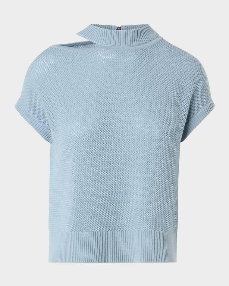 Cutout-Neck Wool Knit Sweater by AKRIS