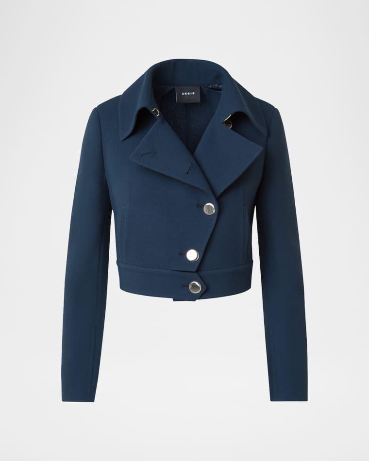 Dana Asymmetric-Button Wool Crepe Jacket by AKRIS