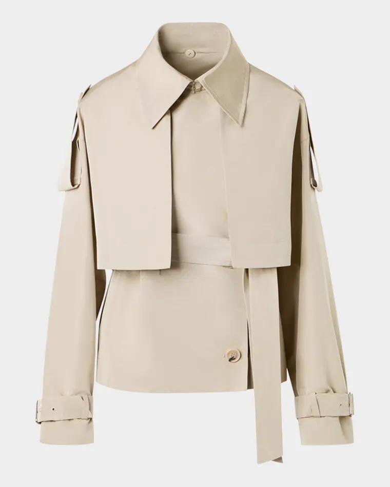 David Duo Ottoman Silk Duo Trench Coat With Bolero by AKRIS