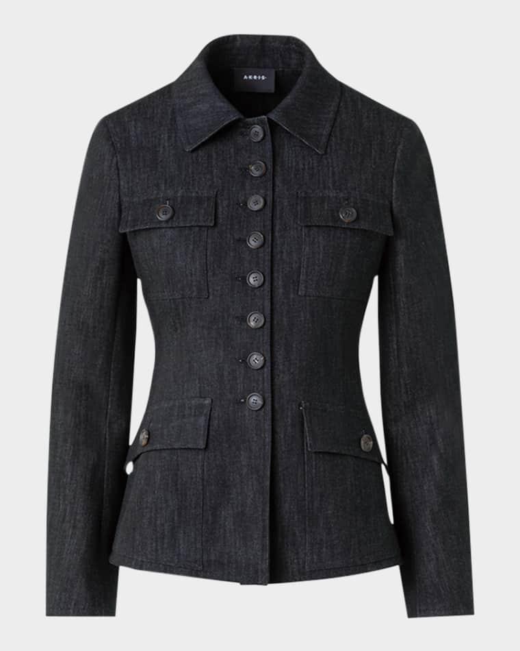 Delia Cotton Denim Stretch Shirt Jacket by AKRIS