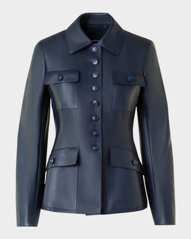 Delia Nappa Leather Fitted Jacket by AKRIS