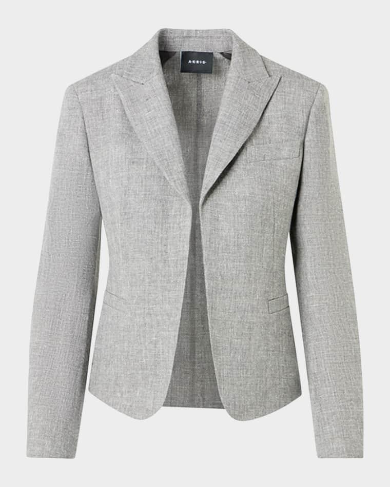Deneuve Linen & Virgin Wool Open-Front Jacket by AKRIS