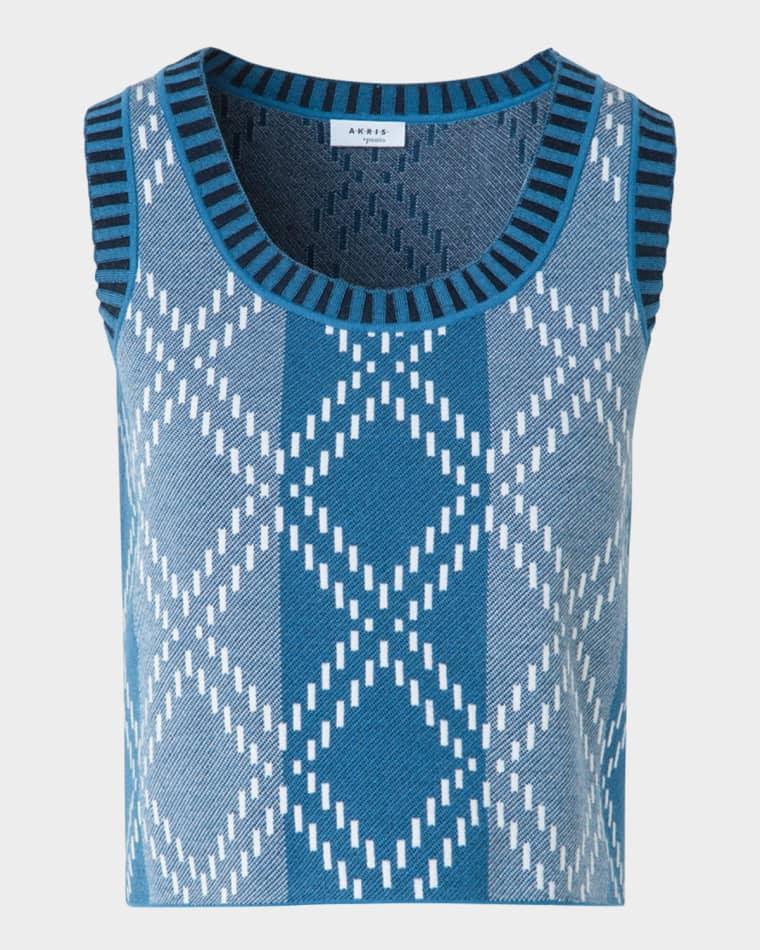 Diamond Jacquard Merino Wool Top by AKRIS