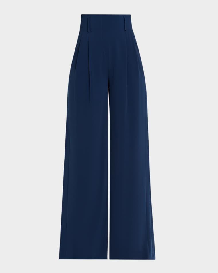 Florina High-Rise Pleated Crepe Wide-Leg Pants by AKRIS