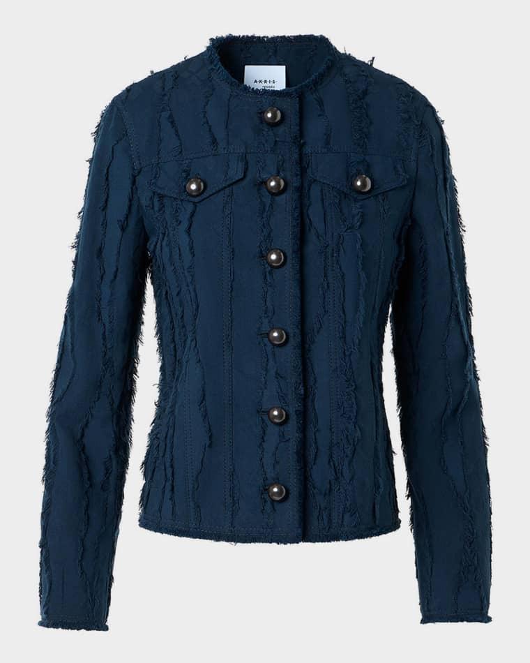 Fringed Wave Cotton Jacquard Jacket by AKRIS