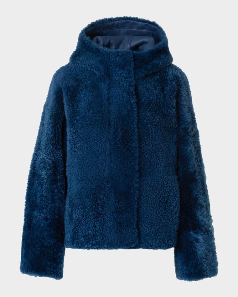Gracie Lamb Shearling Hooded Jacket by AKRIS