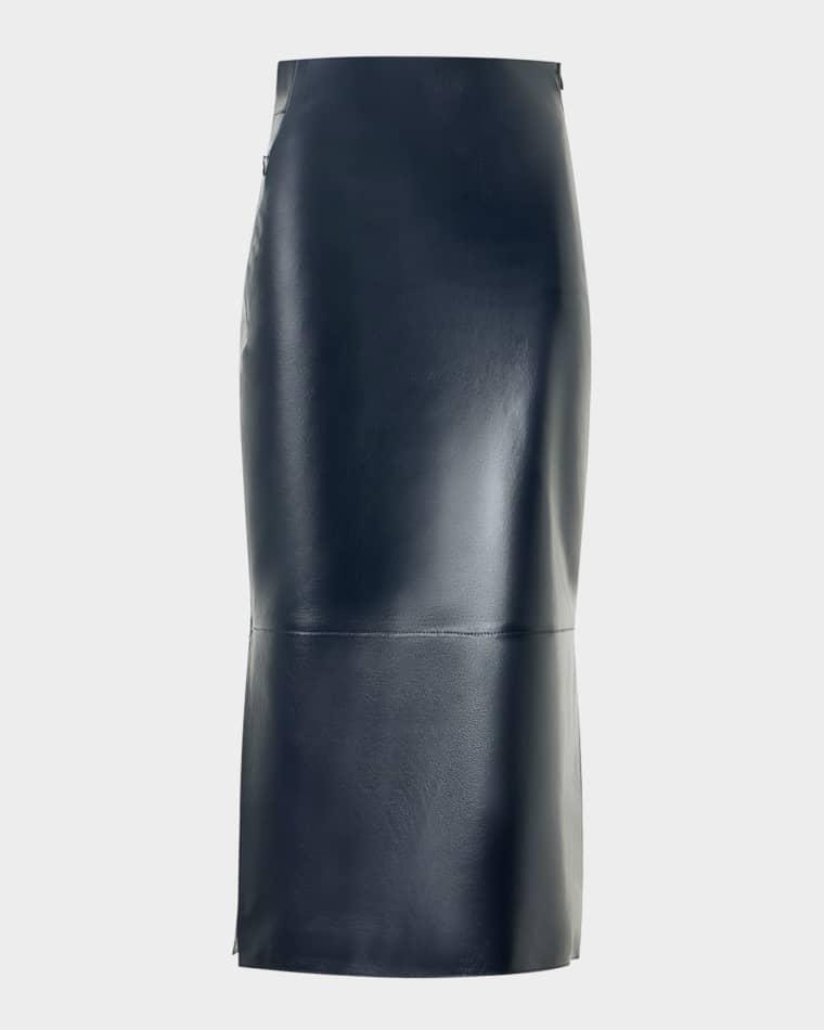 Lacquered Leather Midi Skirt by AKRIS
