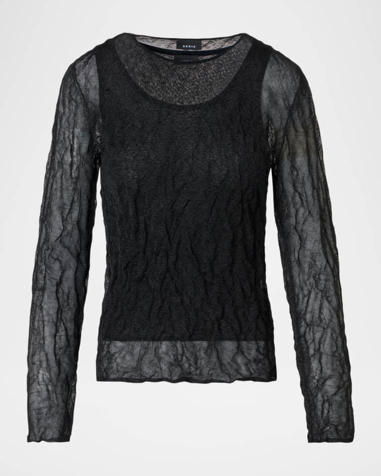 Layered Sheer Long-Sleeve Top by AKRIS