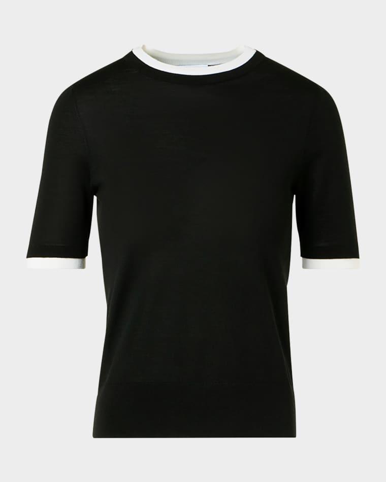 Layered Short-Sleeve Knit Sweater by AKRIS