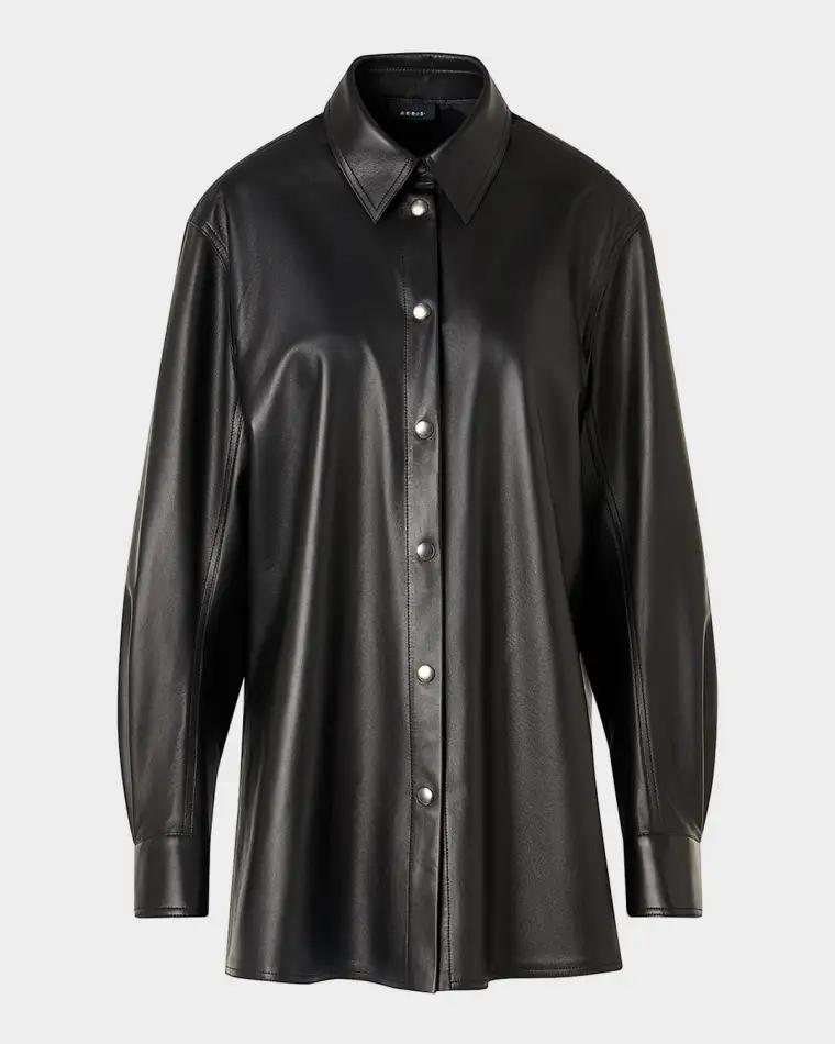 Leather Button-Down Shirt by AKRIS